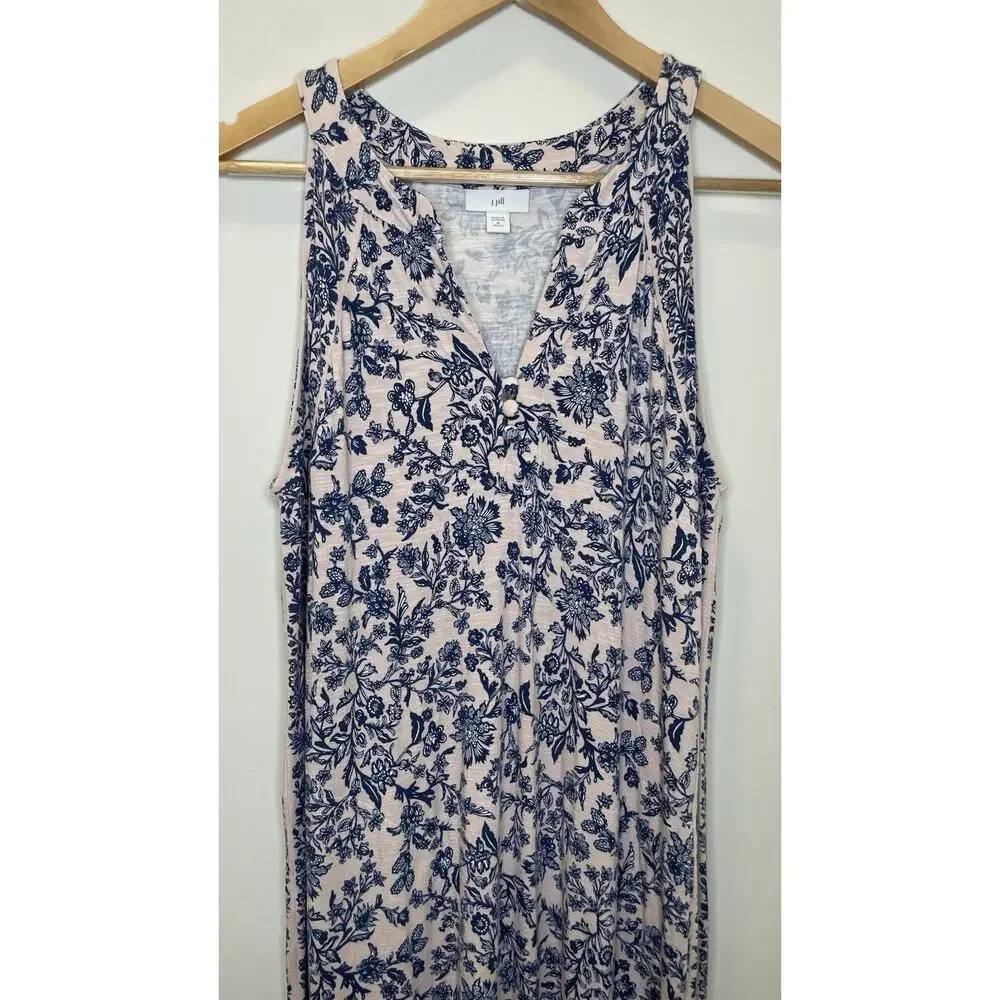 J Jill MP Island Breeze Blush Pink Blue Floral Maxi Dress Fairy Sleeveless Bloom - Picture 4 of 11